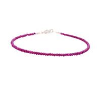 Bracelet en tourmaline rubellite, perles facettées de 2 mm, forme rondelle, fermoir plaqué argent réglable de 17,8 cm, pour hommes et femmes | LK_STACK_08537