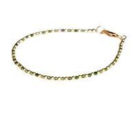 Bracelet en tourmaline verte de 2 mm, perles lisses en forme de rondelle, fermoir plaqué or de 17,8 cm, pour hommes et femmes | LK_STACK_03590