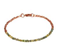 Bracelet en tourmaline verte de 3 mm, perles brutes taillées en rondelles, 17,8 cm, fermoir plaqué or rose, pour hommes et femmes | LK_STACK_03599