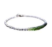 Bracelet en tourmaline verte et topaze fumée, perles facettées de 3 à 4 mm, fermoir plaqué argent de 17,8 cm, pour hommes et femmes | LK_STACK_07782