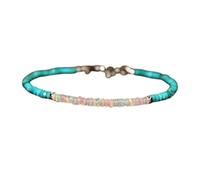 Bracelet en turquoise et opale éthiopienne de la Belle au bois dormant, perles rondes de 3 mm, à facettes et à taille lisse, fermoir plaqué argent de 17,8 cm, pour hommes et femmes | LK_STACK_08652