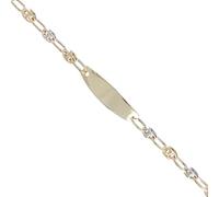 Bracelet Enfant Or Bicolore - Jaune et Blanc - Gourmette - Maille Grain de Café - Gravure Offerte