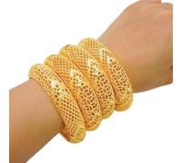 Bracelet et bracelets à breloques indiens Dubaï - Couleur dorée - Bijoux africains - Bijoux de mariage arabes du Moyen-Orient