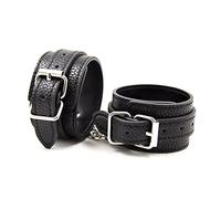 Bracelet et Cheville en Cuir Noir, Mains et Pieds Fixes, Taille réglable, Solide et Durable, Convient Aussi Bien aux Hommes qu'aux Femmes. (shi144)