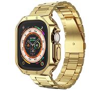 Bracelet et étui compatible avec Apple Watch Ultra 3/2/1, chaîne en métal en acier inoxydable avec coque en TPU, bracelet de montre intelligente pour homme, bracelet pour i-Watch Ultra, 49 mm, doré