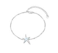 Bracelet étoile de mer en argent sterling 925 avec opale blanche de feu, bijoux océan, anniversaire pour femme, 7+2 inch, Métal, Opale