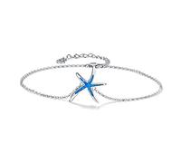 Bracelet étoile de mer en argent sterling 925 avec opale blanche de feu, bijoux océan, anniversaire pour femme, 9+2 inch, Argent sterling, Opale