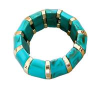 Bracelet extensible en acrylique plaqué or pour femme, large et rond, géométrique, épais, léger et tendance, bijou Y2K pour meilleure amie et sœur, Medium, Résine, Pas de gemme