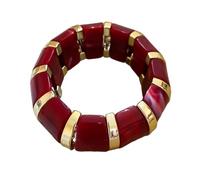 Bracelet extensible en acrylique plaqué or pour femme, large et rond, géométrique, épais, léger et tendance, bijou Y2K pour meilleure amie et sœur, Medium, Résine, Pas de gemme