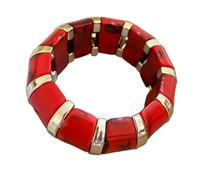 Bracelet extensible en acrylique plaqué or pour femme, large et rond, géométrique, épais, léger et tendance, bijou Y2K pour meilleure amie et sœur, Medium, Résine, Pas de gemme