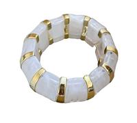 Bracelet extensible en acrylique plaqué or pour femme, large et rond, géométrique, épais, léger et tendance, bijou Y2K pour meilleure amie et sœur, Medium, Résine, Pas de gemme