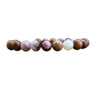 Bracelet extensible en agate naturelle Agua Nueva, perles de 8 mm à coupe lisse, forme ronde, multicolore, 18 cm (7 pouces), unisexe, idéal pour la méditation, porte-bonheur | L_STBC_00226_6.5