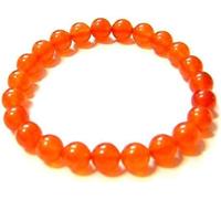 Bracelet extensible en cornaline naturelle lisse et rond - Taille 8 mm - Pour guérison/méditation/prospérité/yoga