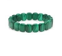Bracelet extensible en malachite verte avec perles rectangulaires et pierres naturelles pour homme et femme, couleur : 9 x 12 mm