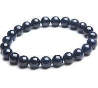 Bracelet extensible en perles rondes de saphir naturel de 8 mm | 23 perles, longueur 16 cm, poids 25,70 g, bleu foncé, pierre véritable