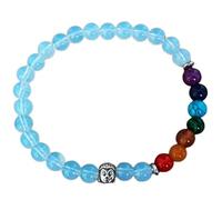 Bracelet extensible en pierre de lune arc-en-ciel et pierres naturelles des 7 chakras perles de 8 mm à la coupe lisse forme ronde multicolore 18 cm (7 pouces) bracelet homme ou femme | L_STBC_00091_7
