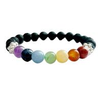 Bracelet extensible en pierre naturelle multicolore de 8 mm | Pierre ronde à taille lisse | Pierre multicolore | Bracelet énergétique | Bracelet de guérison | Bijou fait main | LK_WOSB_00635_6.5