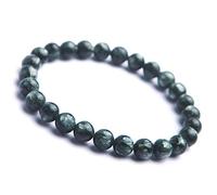 Bracelet extensible en véritable seraphinite naturelle verte séraphinite avec perles rondes de 7 mm, petit cristal séraphinite Small, Verre Corail Bambou