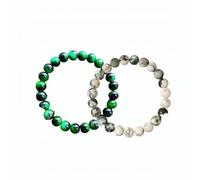 Bracelet Extensible Oeil De Tigre Vert & Agate Mousse 18-20cm | Bracelet extensible en perles d'oeil de tigre naturelles pour un usage quotidien, superposition et cadeau