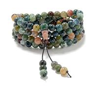 Bracelet extensible pour poignet Mala avec 108 perles de prière Mala de guérison (Agate indienne (Indian Agate))