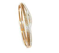 Bracelet fait à la main avec œil égyptien 18 carats - Motif clé grecque - Bracelet Elite Meander - Or rose 18 carats - Vermeil - Cristal autrichien - Diamant - Sagesse - Succès - Chance - Amour -