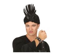 Bracelet fantaisie en simili-cuir noir avec crâne et pics métalliques - FIESTAS GUIRCA