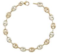 Bracelet Femme 2 Ors - L'ATELIER D'AZUR - Maille Grain de Café Jaune et Blanc