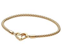 Pandora Moments Bracelet maille cloutée en métal plaqué or 14 carats avec fermoir en forme de cœur, 21