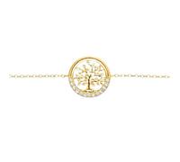 Bracelet Femme ARBRE DE VIE Plaqué Or 18 Carats & Oxydes Zirconium Brillants Longueur 17-20cm Ajustable Bijou Poinçonné Cadeau Chic