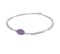 Bracelet Femme ARGENT 925 Rhodié et AMÉTHYSTE Naturelle - Gourmette 16 cm avec Pierre Fine Violette Véritable - Bijou Poinçonné Éclat Luxe Chic - Cadeau Anniversaire Noël - Protection et Sérénité -
