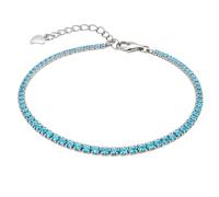 Bracelet Femme Argent 925 Rhodié et Turquoise Synthétique - Bracelet Fin Style Bohème Chic Ajustable 15cm à 18cm - Bijou Poinçonné Argent Massif - Cadeau Femme Anniversaire Noël Saint-Valentin