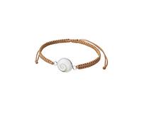 Bracelet femme argent et macramé, de couleur noir, vert, rose et beige, avec pierre naturelle Sainte Lucie - Bracelet réglable, en fil, avec œil de Shiva (Beige)