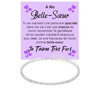 Bracelet Femme Belle-Sœur Argent Sterling 925 Anniversaire Idées Cadeaux pour Elle Bracelets Tennis Brillants Or Idée Cadeau Noël - Coffret avec DÉDICACE incluse (bracelet À ma belle-soeur 2)
