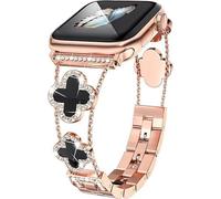 Bracelet Femme Bling Compatible avec Apple Watch Bracelets 38mm 40mm 41mm 42mm 44mm 45mm Series SE 9 8 7 6 5 4 3 2 1, Bracelet en diamant Sparkle, Bracelet Élégant Trèfle Chanceux pour iWatch