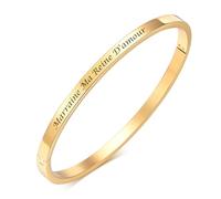 Bracelet Femme en Acier Inoxydable 316L avec Gravure - Cadeau d'Anniversaire pour Maman, Fille, Épouse, Marraine - Ma Reine D'amour en Or