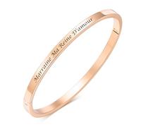 Bracelet Femme en Acier Inoxydable 316L - Bijou avec Gravure, Cadeau d'Anniversaire pour Maman, Fille, Épouse, Marraine - Or Rose 'Ma Reine D'amour'