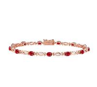 Bracelet Femme en Or 18 carats, maillon Barre avec Rubis Ovale 2,75 CT 3,8 CT, chaîne de Bracelet Femme 17 + 2 CM