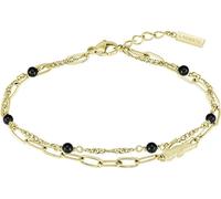 Bracelet femme en plaqué or avec perles noires Deva 2040458