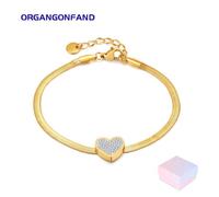 Bracelet femme -Fashion premium sense - titane acier snake bone chaîne - bijoux à la main polyvalent coeur zircon bracelet femme
