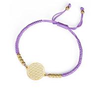 Bracelet Femme Fleur de Vie en Acier Inoxydable Style Géométrique Fleur de Vie Yoga avec une Perle Tissage Colorée Bracelets Ajustable Bijoux Amulette (Or-P)