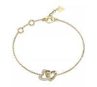 Bracelet Femme Guess Beloved Jubb06014jwygs En Acier Doré - Design Double CUr Entrelacé Avec Pavage De Cristaux