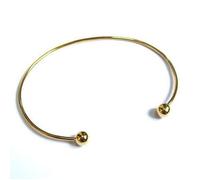 Bracelet - Femme - Jonc - Ajustable - Plaqué Or Jaune 750/1000 - 3 Microns - Finition Boule - 55 mm