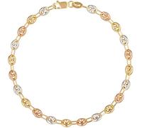 Bracelet Femme - L'ATELIER D'AZUR - Or Tricolore - Maille Grain de Café - Longueur 18cm
