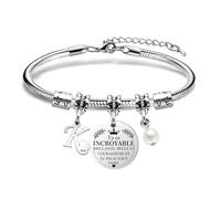 Bracelet Femme Lettre Initiale Personnalisé en Argent A-Z Lettre Bracelet avec Mots d'Inspiration Cadeau pour Femmes et Filles Cadeau Special pour vous Meme, pour vos Amis (K)