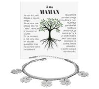Bracelet Femme Maman de la part de Fille Fils Acier Inox Poli Anniversaire Idées Cadeaux pour elle Fête des Mères Idée Cadeau Noël - Coffret avec DÉDICACE inclus (Bracelet Maman)