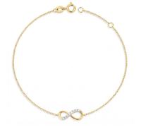 Bracelet Femme Or Jaune - Motif Infini Pavé de Zirconiums - L'ATELIER D'AZUR - 18cm - Oxyde de zirconium