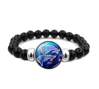 Bracelet Femme Pierre Naturelle, 12 Signes Du Zodiaque Constellation Bracelet Astrologique Pierre Précieuse D'Onyx Noir Naturel Bracelet En Cristal De Guérison Bracelet Horoscope Bijoux De Pierre