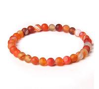 Bracelet Femme Pierre Naturelle, 6Mm Naturel Mat Orange Agates Pierre Perles Bracelet Yoga Chakra Stretch Pierre Perle Bracelet Équilibre Chanceux Perlé Bracelets pour Femmes Hommes Couples Bijoux