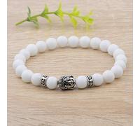 Bracelet Femme Pierre Naturelle, 7 Chakra 8Mm Agate Blanche Naturelle Pierre Perle Bracelet Élastique Bouddha Bijoux Tibétain Mala Bijoux Prier Yoga Énergie Reiki Charme Cadeau Pour Couple