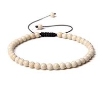 Bracelet Femme Pierre Naturelle, 7 Chakra Perles En Pierre Naturelle 4Mm Pierre Fossile Bracelet Tissé Bracelet De Prière Élastique Réglable Style Chinois Rose Bijoux Cadeau Pour Les Fe